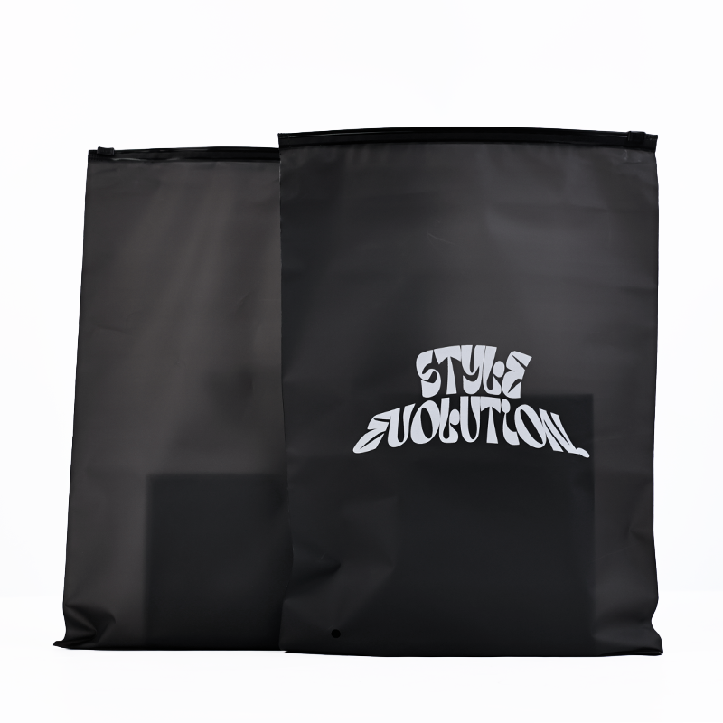 Black semi-transparent frosted zipper bag