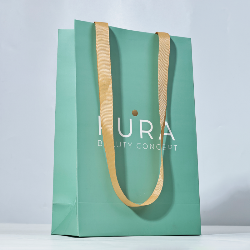 Green full-printed extended paper bag