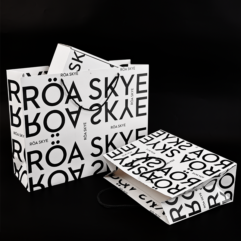 White multi-size pattern full-print paper bag gift box set