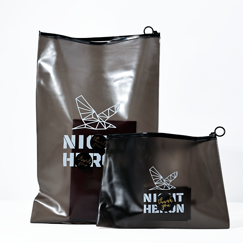 Black PVC frosted zipper bag in various sizes