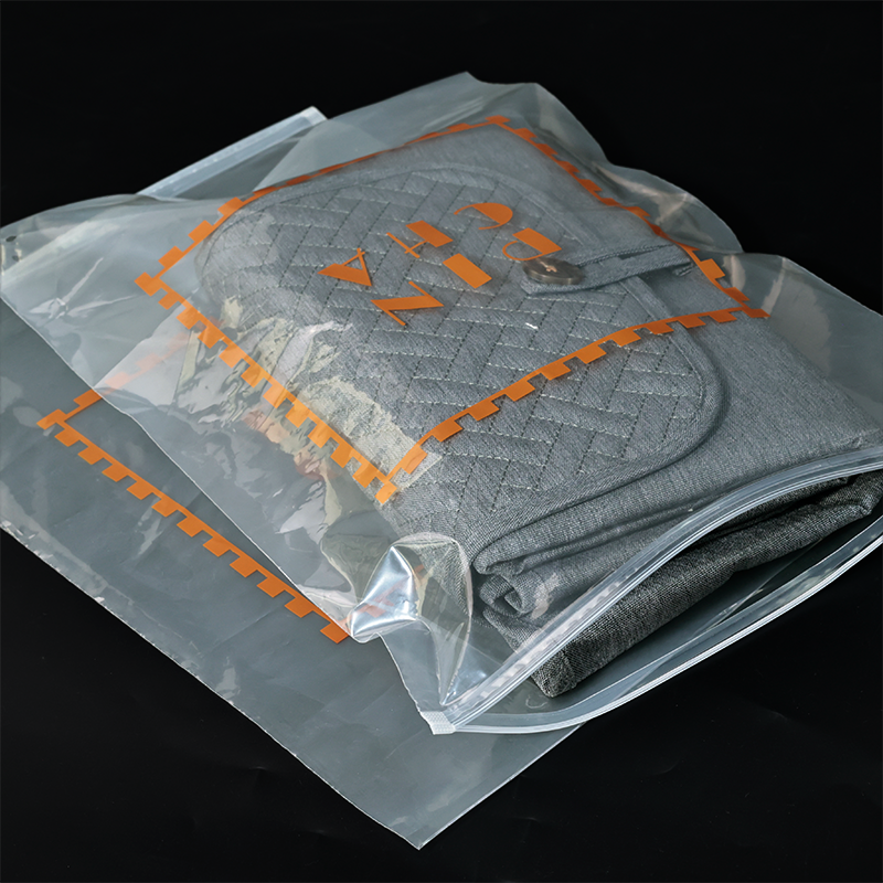Orange printed transparent PE zipper bag