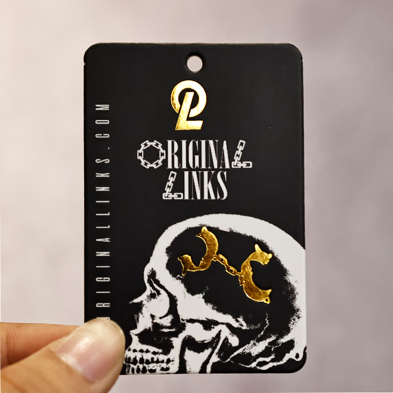 Black long gold stamping plus monochrome printing tag 2.23