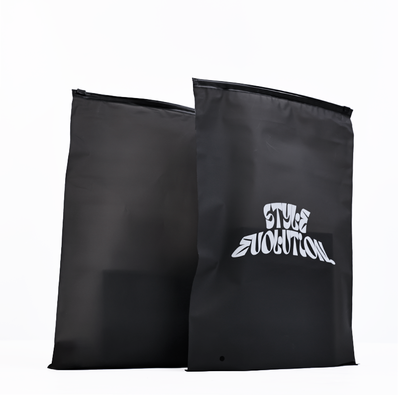 Black semi-transparent frosted zipper bag