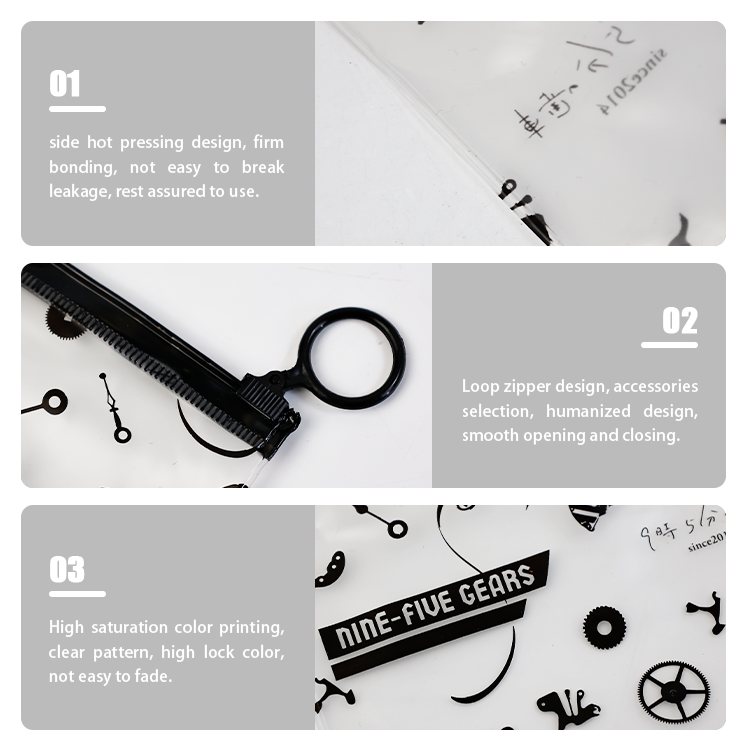 Black pull ring pattern single side full print frosted zipper bag