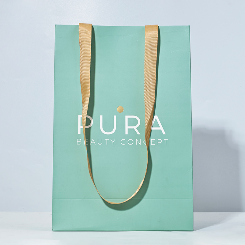 Green full-printed extended paper bag