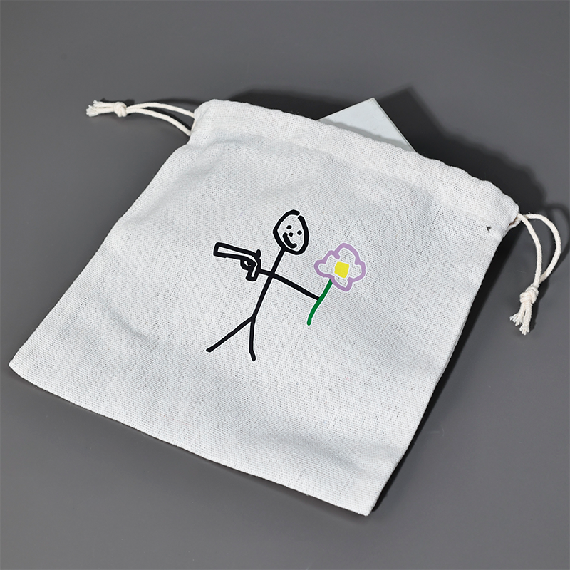 White small size canvas drawstring bag 4.8