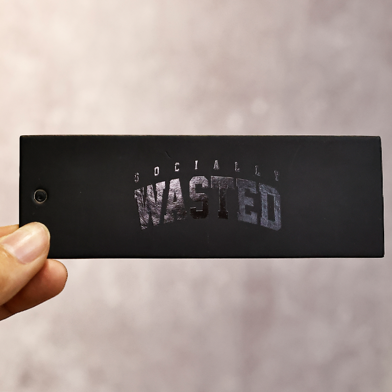 Black long UV printed hangtag 2.22