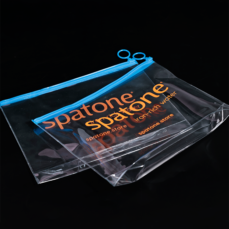 Blue transparent PVC zipper bag