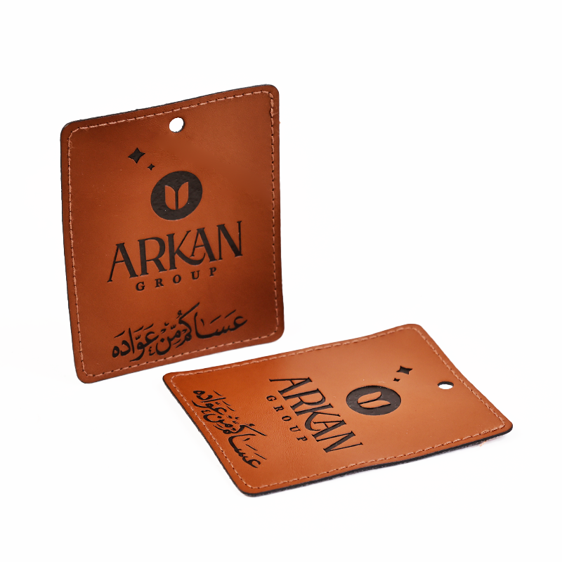 Brown embossed imitation leather hangtag 7.29