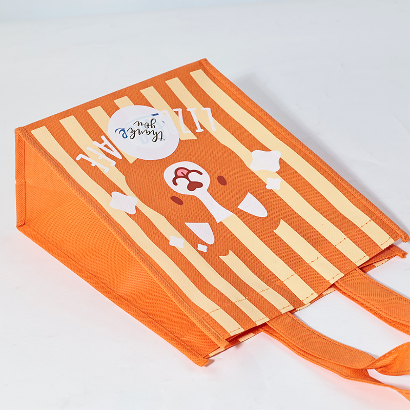 Orange full print non-woven tote bag