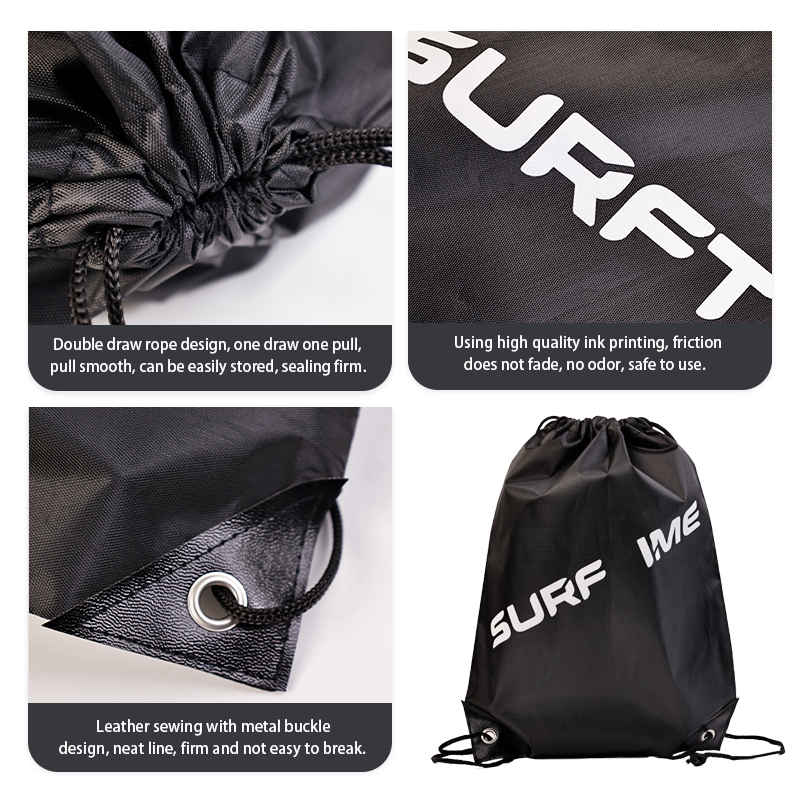 Black Backpack Drawstring Pocket 7.15