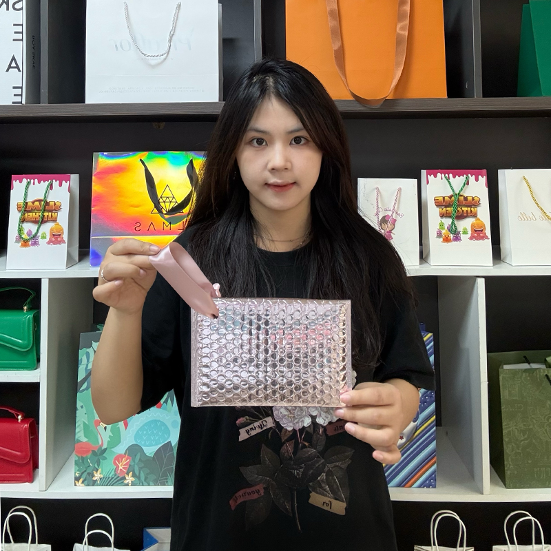 Silver aluminum film hand rope bubble courier bag 3.25