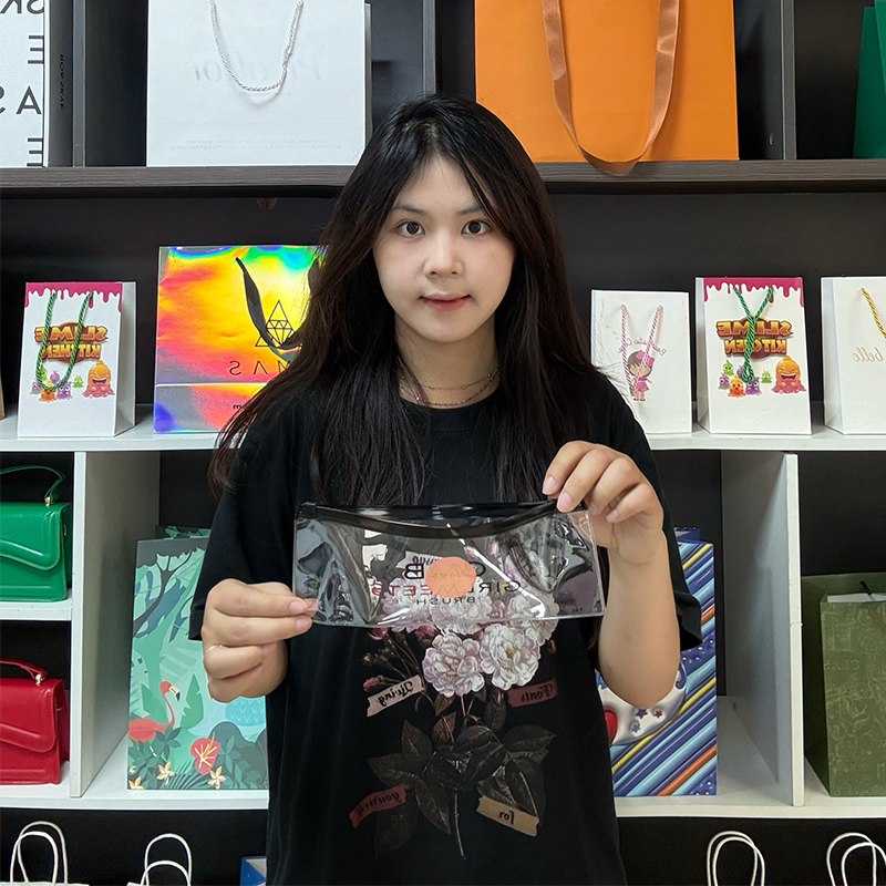 Transparent PVC long zipper bag