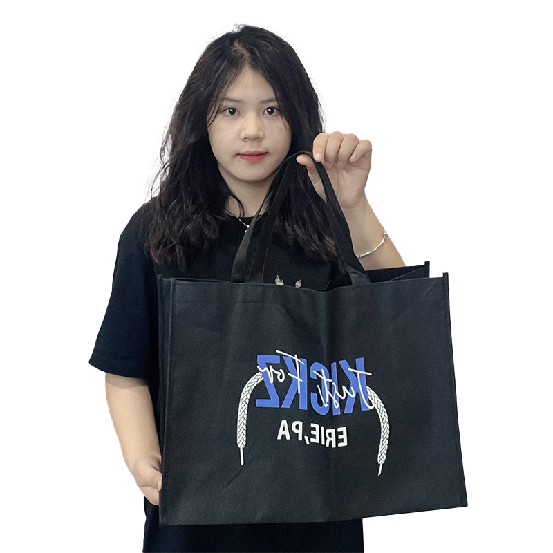 Black non-woven tote bag with bottom 2.20