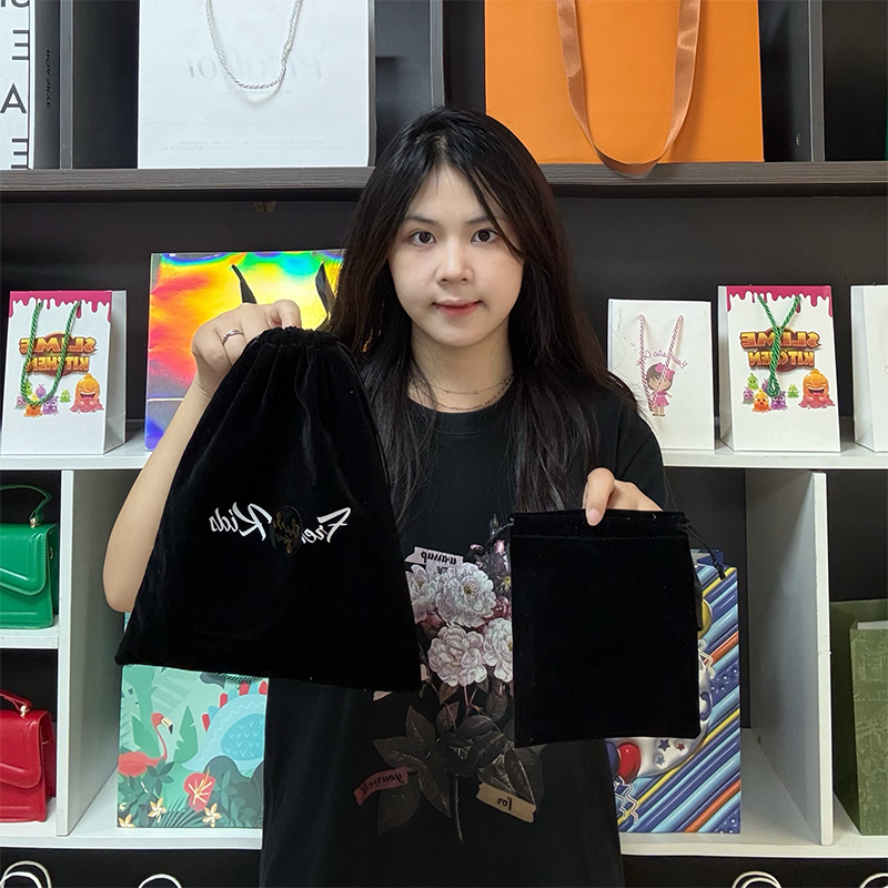 Black Multi-Size Fleece Drawstring Bag 3.25
