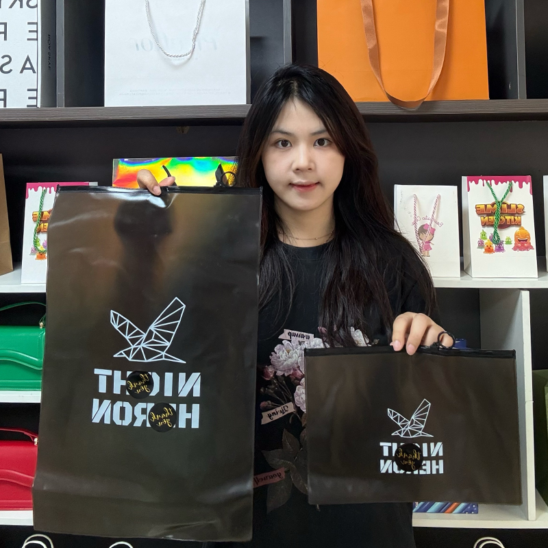 Black PVC frosted zipper bag in various sizes