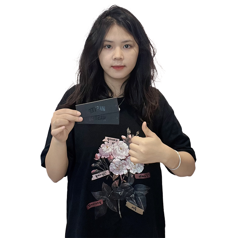 Black long UV printed hangtag 2.22