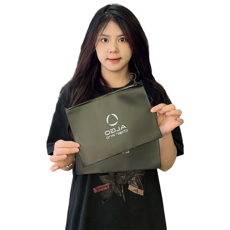 Black PVC frosted zipper bag