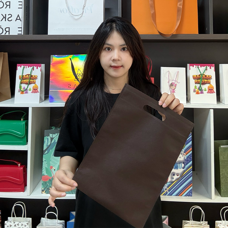 Brown non-woven flat tote bag 3.25