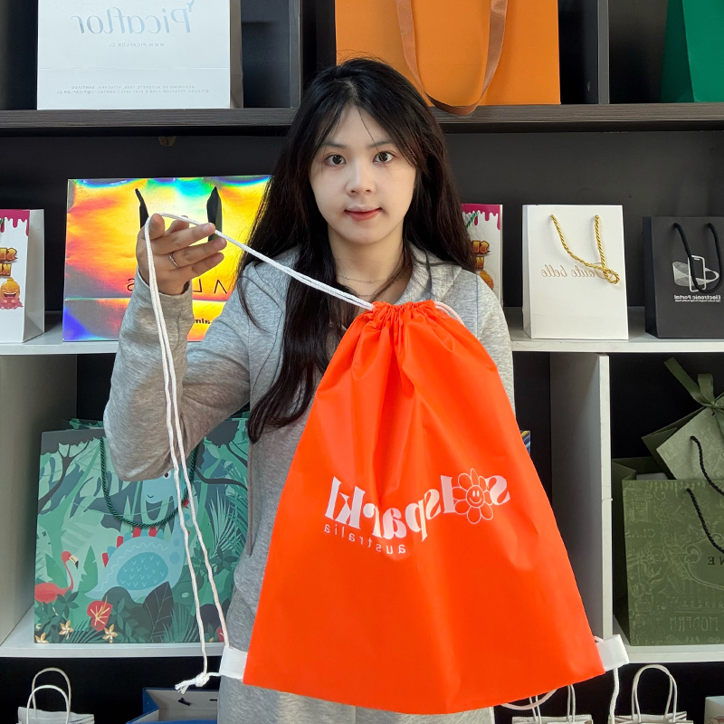 Orange drawstring backpack bag 4.9