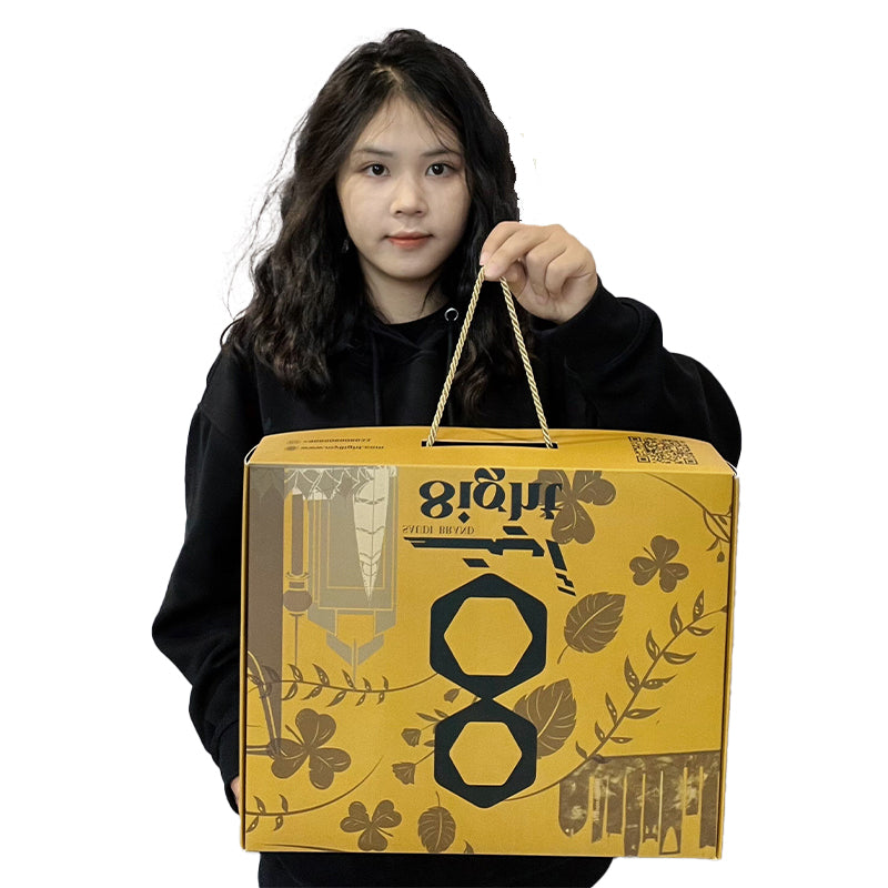 Flip-top airplane box with hand strap design
