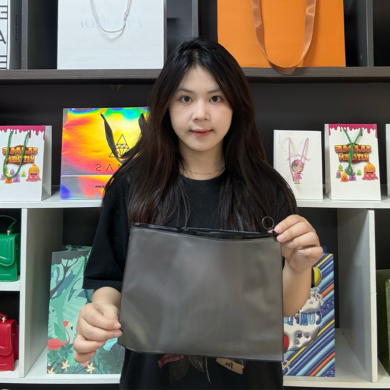 Black PVC frosted zipper bag in various sizes
