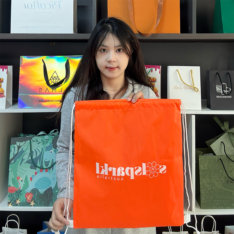 Orange drawstring backpack bag 4.9
