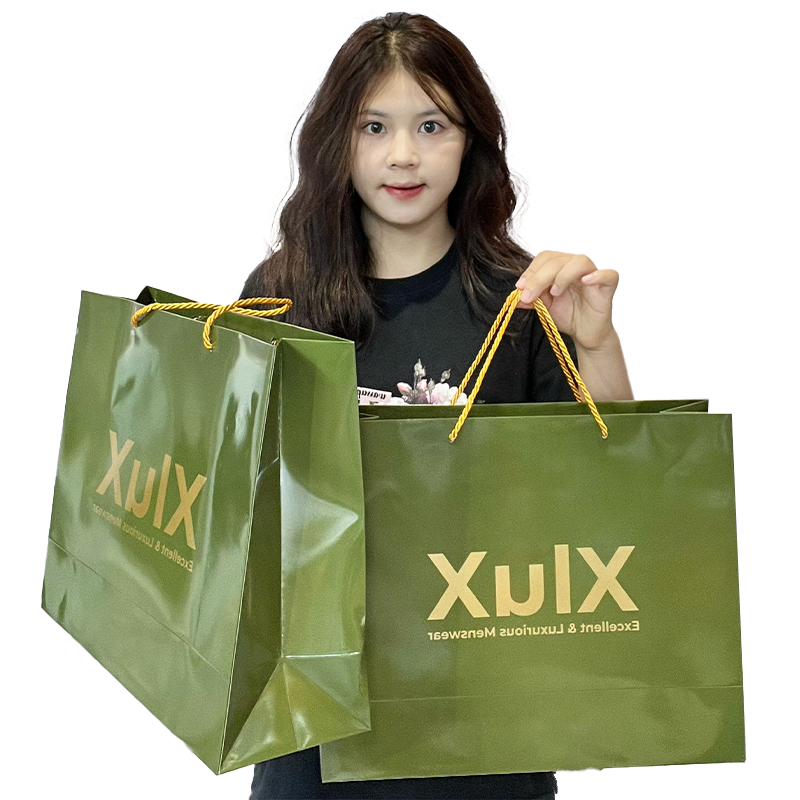 Green gold printed white card tote bag