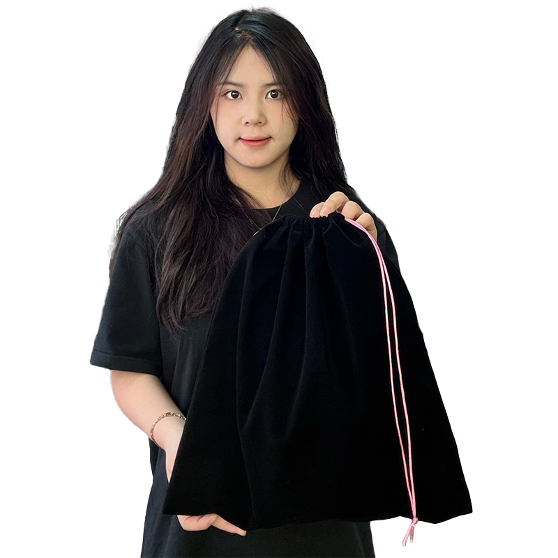 Black flannel drawstring bag 1.15