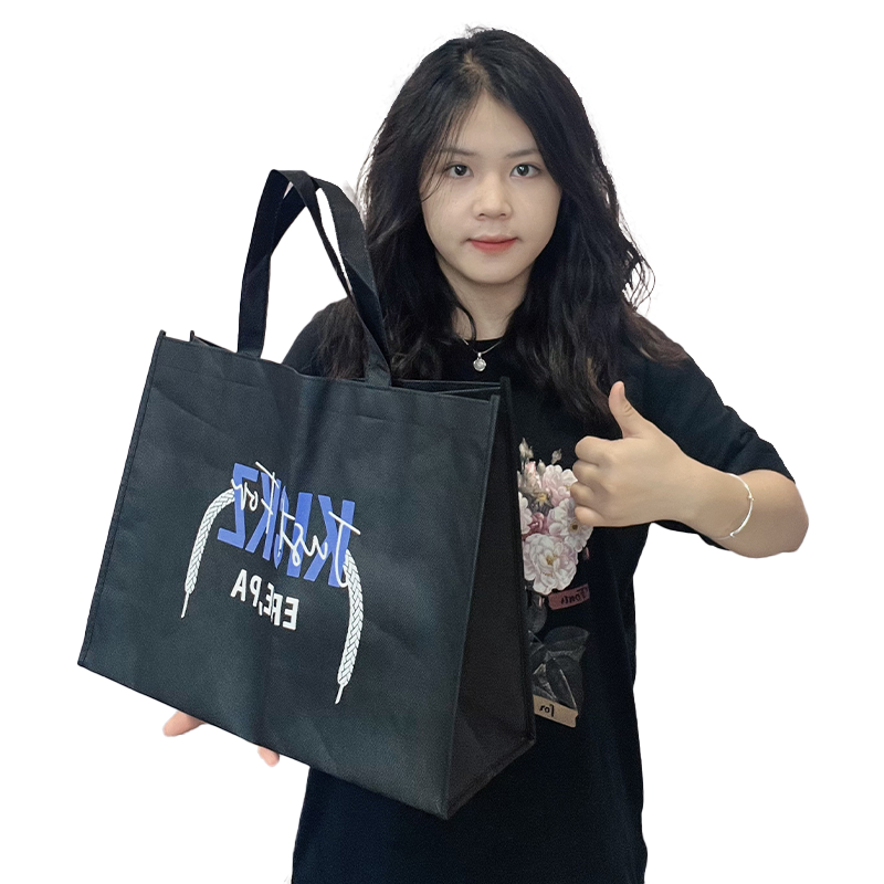 Black non-woven tote bag with bottom 2.20