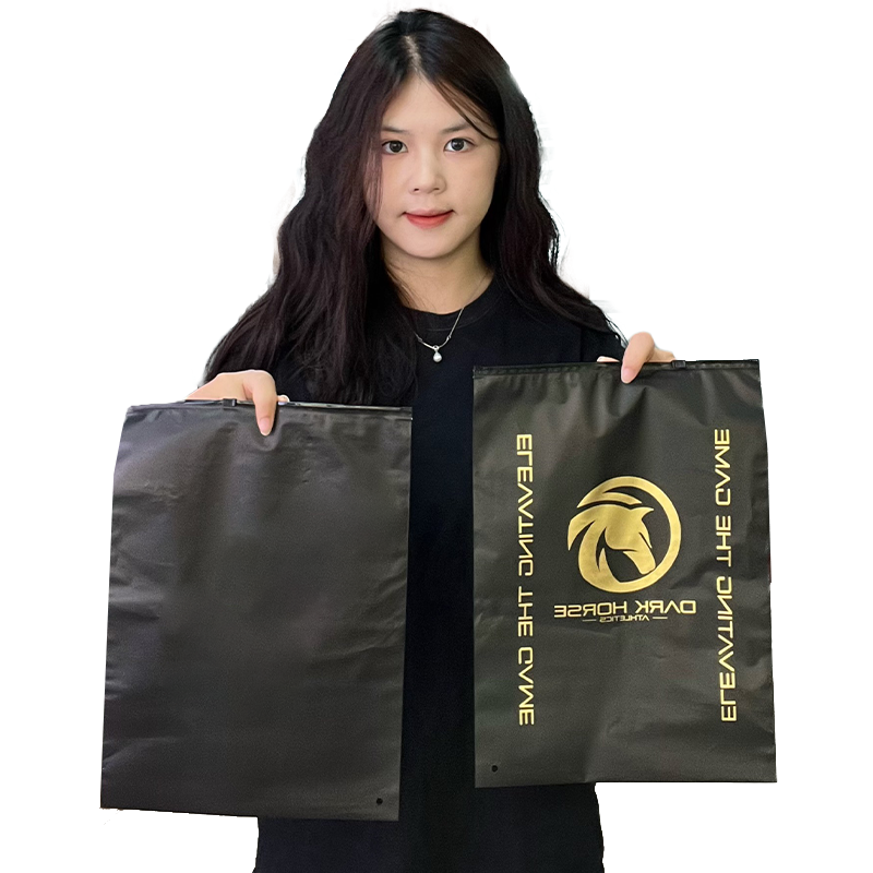 Black pattern hot stamping zipper bag