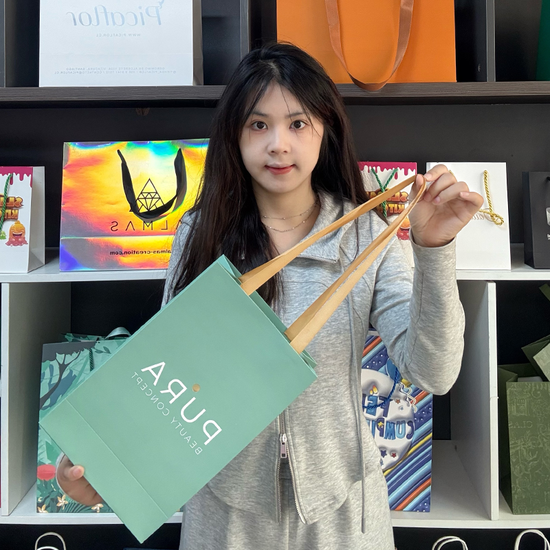 Green full-printed extended paper bag
