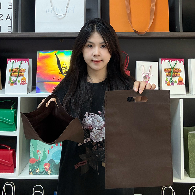 Brown non-woven flat tote bag 3.25