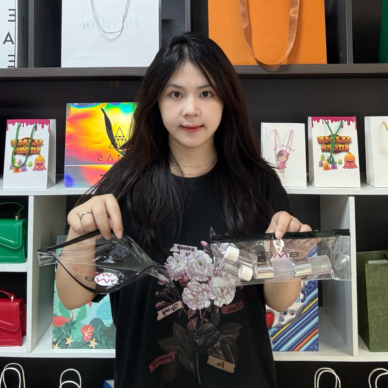 Transparent PVC long zipper bag