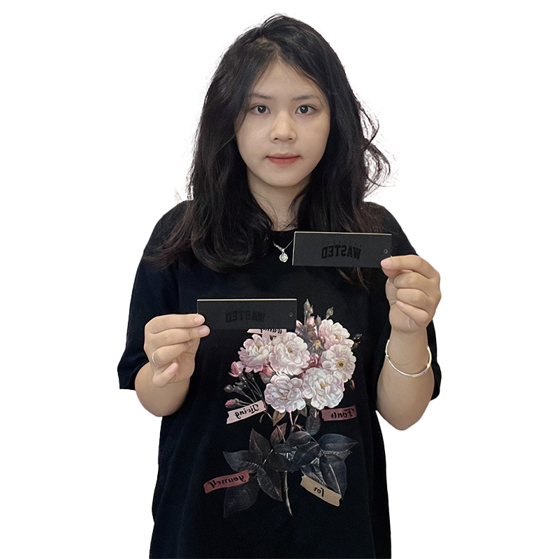 Black long UV printed hangtag 2.22