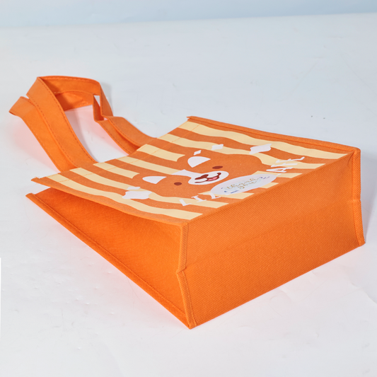 Orange full print non-woven tote bag