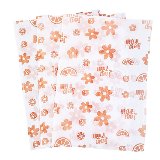 White Shirley Paper Print Orange Pattern Wrapping Paper