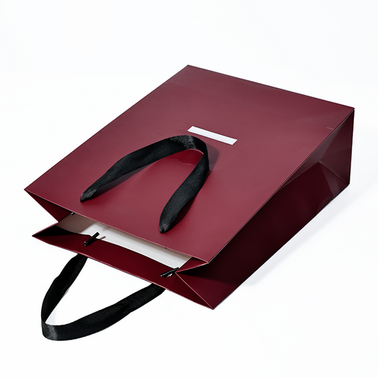Pattern UV printed white card printed red tote bag