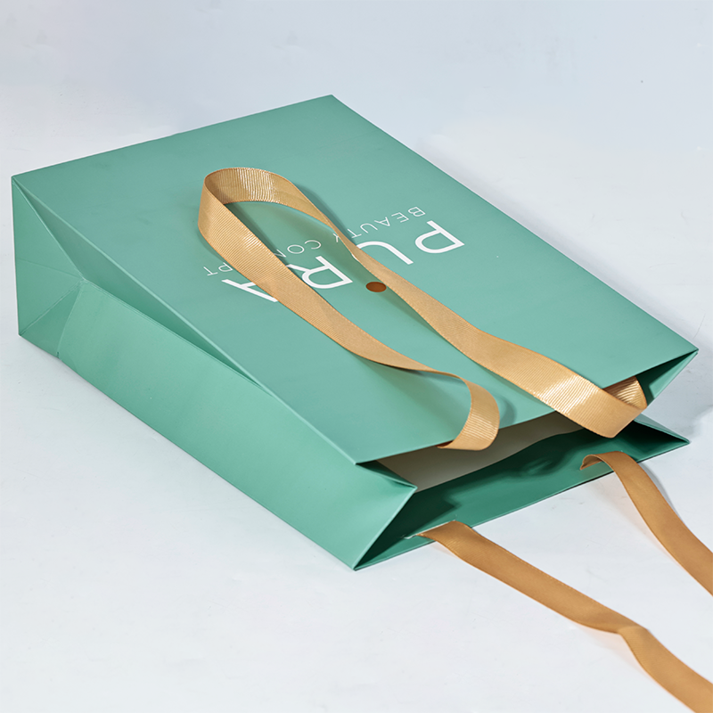 Green full-printed extended paper bag