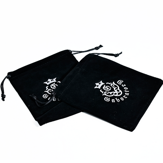 Small size black flannel drawstring bag 12.7