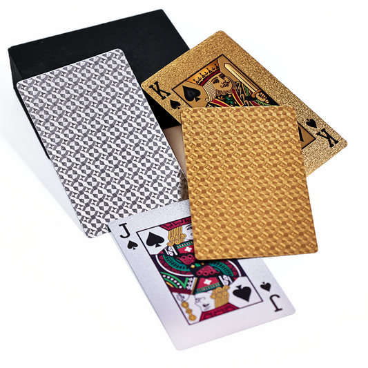 Gold and silver full-page glitter poker cards 11.28