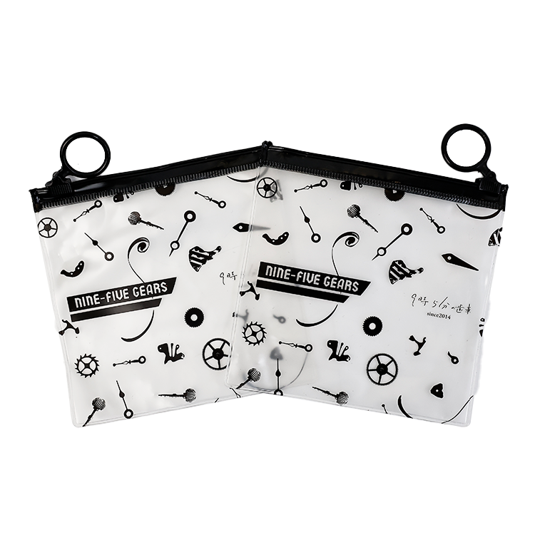 Black pull ring pattern single side full print frosted zipper bag