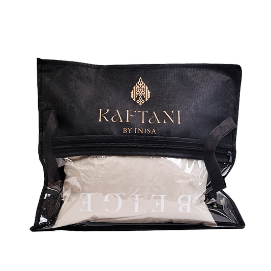 Black non-woven packaging bag with middle zipper and transparent skylight design at the bottom 5.11