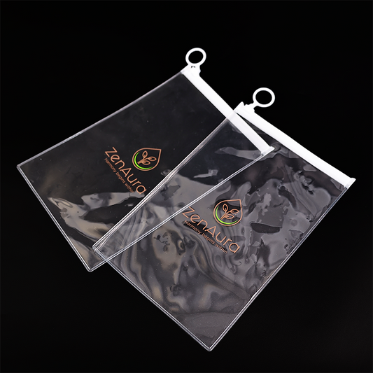 White transparent PVC ring zipper bag