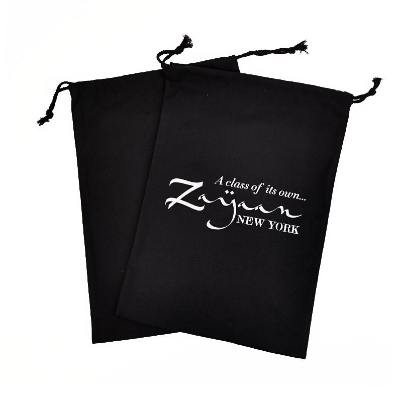 Black cotton drawstring bag 7.17