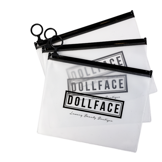 Black pull ring transparent frosted zipper bag