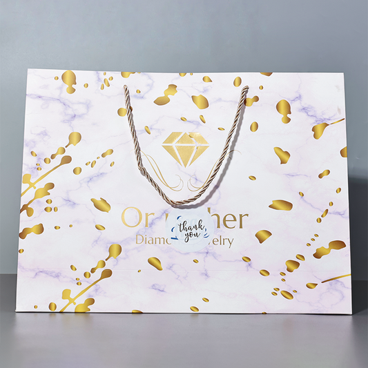 Marble pattern all over print gold stamped tote bag