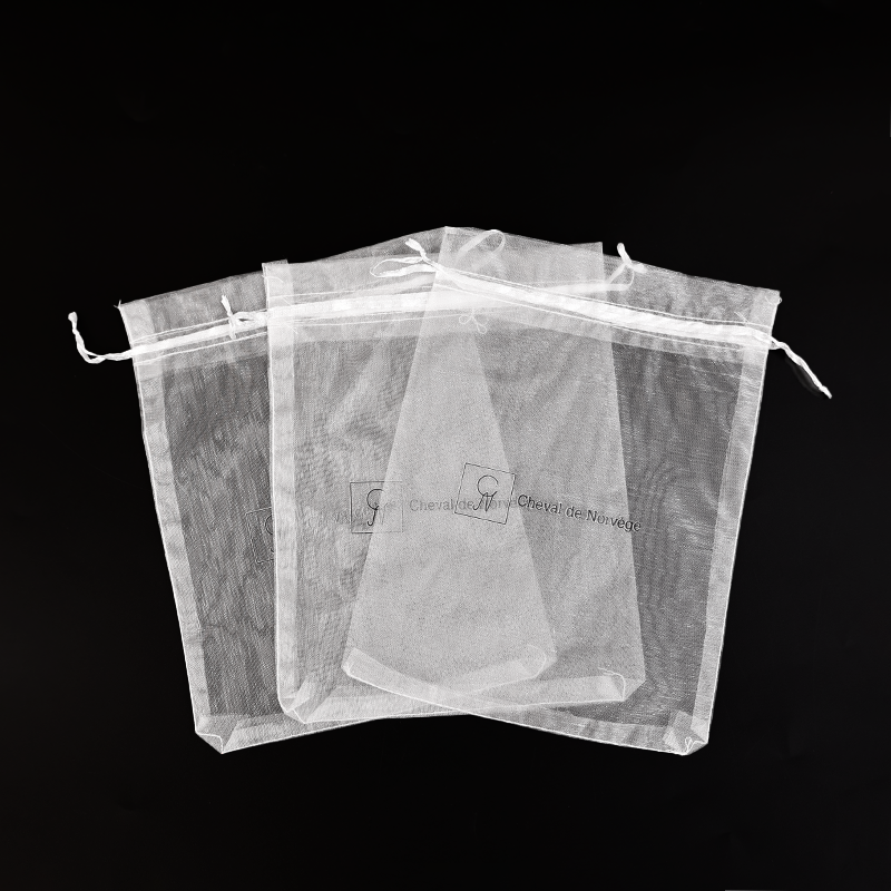 White transparent mesh drawstring bag 7.23