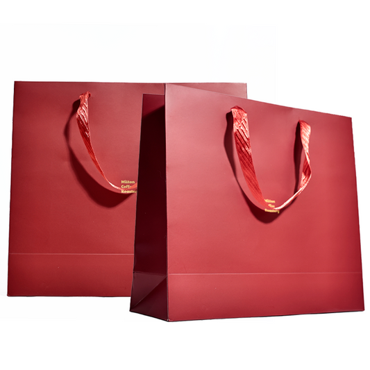 Red gold stamped paper bag