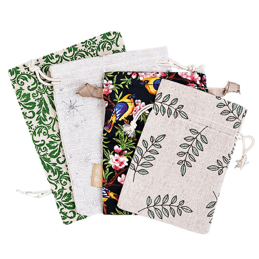 Graphic print linen drawstring bag 10.23